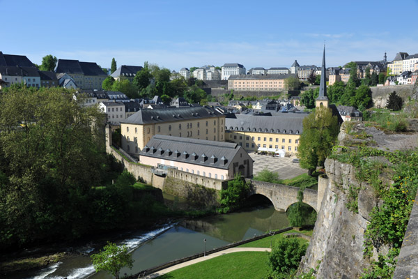 Alzette River and the Abbey of Neumnster (Neimnster), Luxembourg