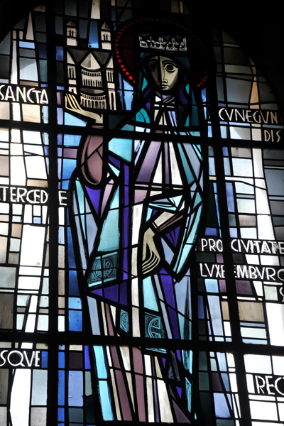 Modern stained glass window, Cathdrale de Notre-Dame, Luxembourg