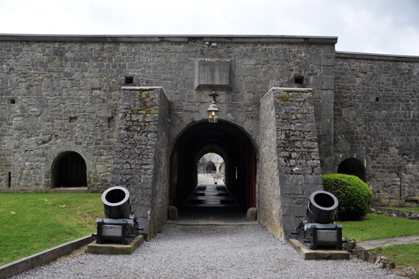 Gate to the Citadel of Dinant guarded by 2 large caliber mortars