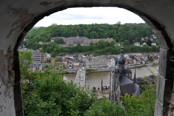 View of Dinant through one of the cannon emplacements in the Citadel