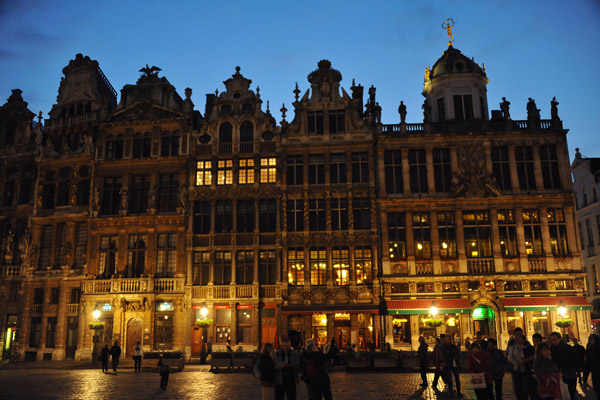 Northwest side of the Grand Place early evening, Brussels