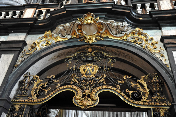 Metalwork beneath the organ, Onze-Lieve-Vrouwekerk, Brugge