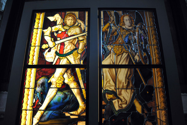 Double window of St. George and St. Michael, early 16th C., Chapel of the Gruuthuse Family