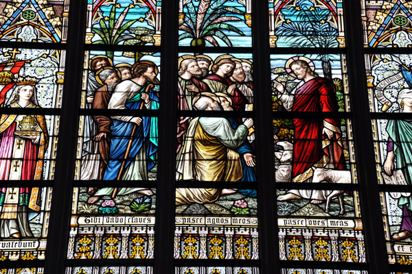 Stained glass - Jesus commands Peter to Feed my Lambs, Feed my Sheep, Sint-Salvatorskathedraal 