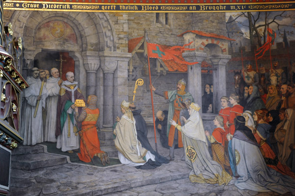 History of Bruges - Thierry, Count of Flanders, returns from the Crusades with the Relic of the Holy Blood