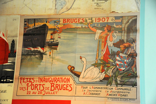 French language poster for the Inauguration of the Port of Bruges, 1907