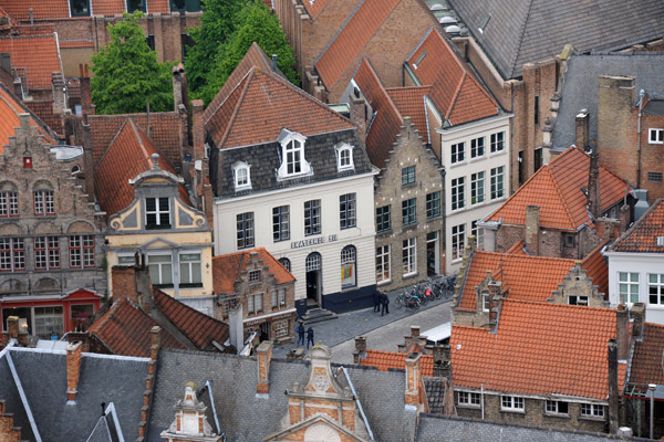 View of Eiermarkt from the top of the Belfort of Bruges