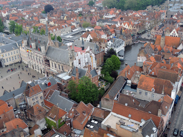 View from de Burg to Rozenhoedkaai from the Belfort, Brugge