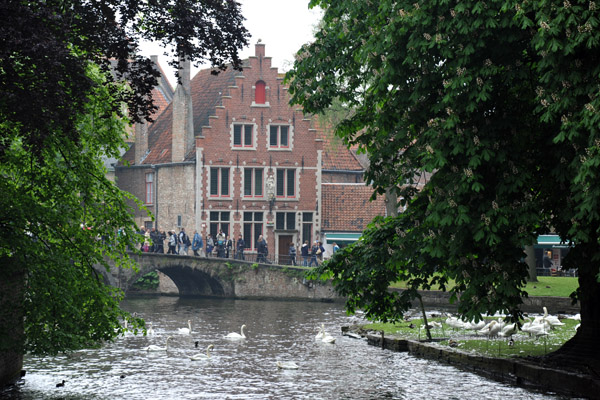 Looking north from the Sashuis Bridge, Begijnhof, Bruges
