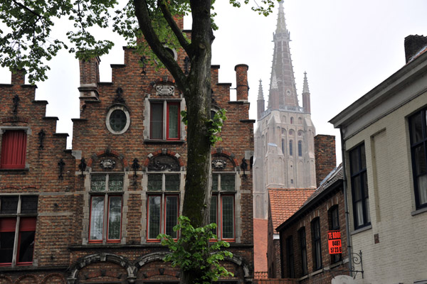 Walplein with the tower of Onze-Lieve-Vrouwkerk, Brugge
