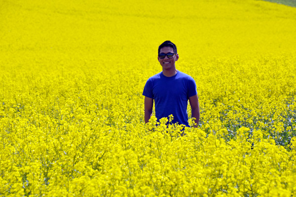 Dennis surrounded by his favorite color, yellow