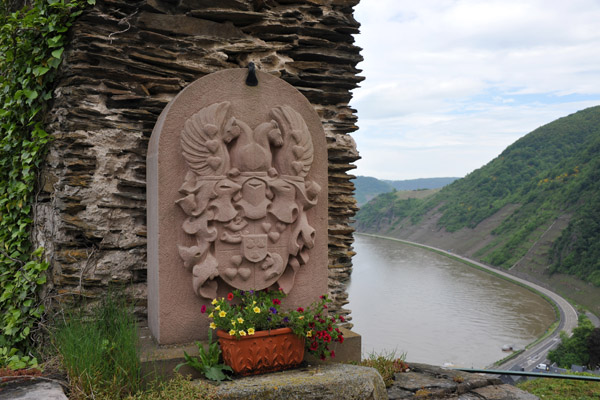 Red sandstone carving with the Metternich coat-o- arms