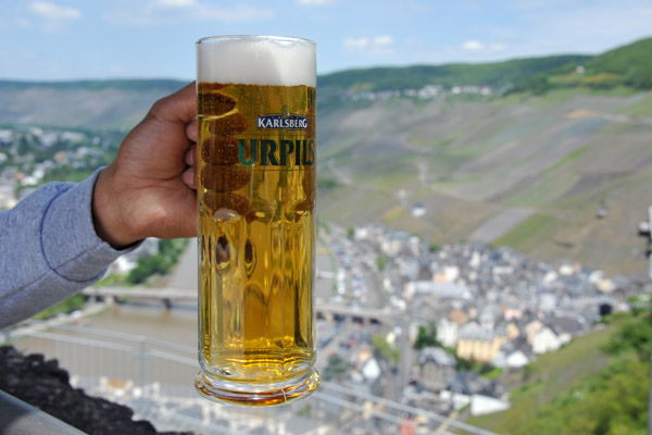 A well-earned beer in wine country, Burg Landshut