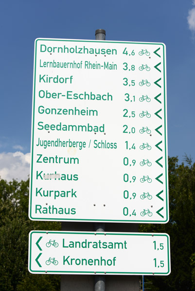 Cycling distances from Bad Homburg Station