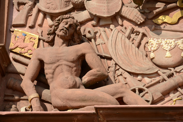 Upper Gate detail of a naked prisoner, Schloss Homburg