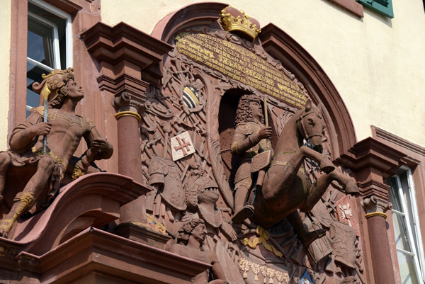 Landgraf flanked by Mars and Minerva, Upper Gate, Homburg Castle