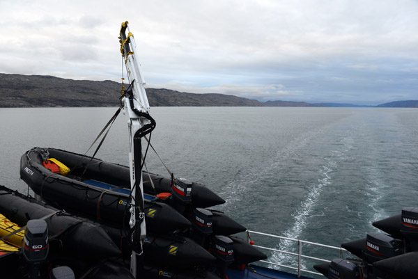 Sailing down the Kangerlussuaq Fjord