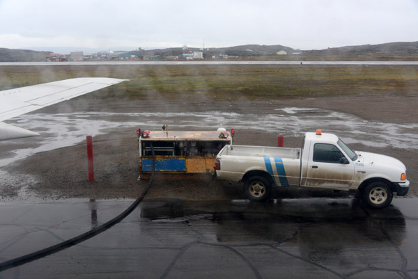 I'm guessing First Air chose to land at their base in Iqaluit for cheaper fuel than they'd be able to get a Kangerlussuaq