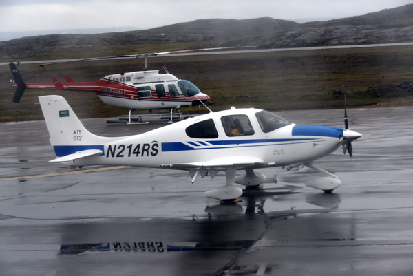Cirrus SR22 with a temporary registration N214RS on the ground at YFB during its delivery flight to Saudi Arabia