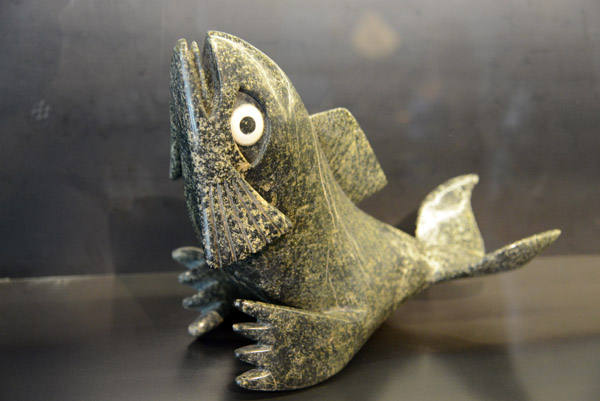 Stylized Fish  in Serpentine and Ivory, Toonoo Sharky, ca 2000 - Nunavut