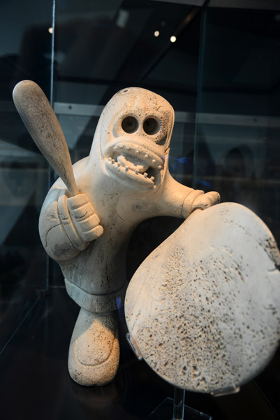 Drum Beater carved from whale bone and ivory, Karoo Ashevak, ca 1973 - Nunavut