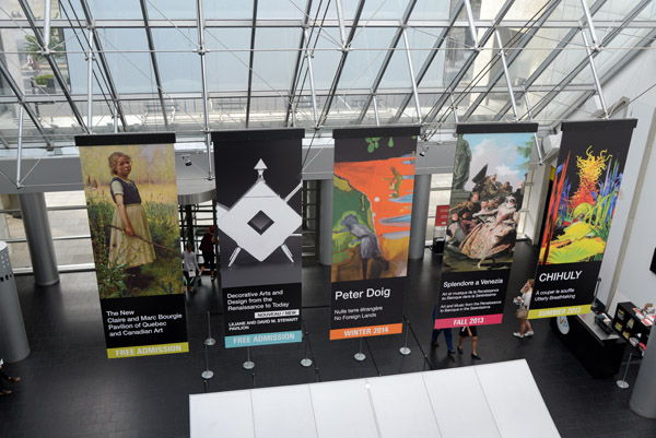 Looking down on the lobby of the new building, Montreal Museum of Fire Arts