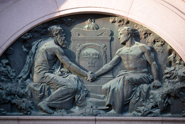 Bronze relief over the eastern doors of the Swedish Parliament