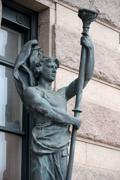 Bronze sculpture of a torch bearer, Royal Opera