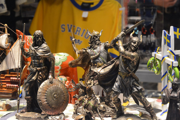 Viking Warrior figures in a Stockholm souvenir shop