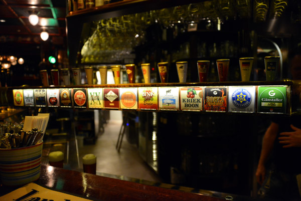 Part of Akkurat's selection of draft beers, including many Swedish microbrews
