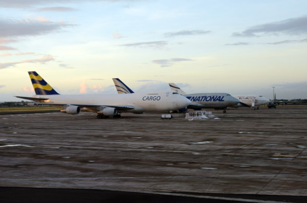 Cargo jets waiting to unload disaster relief after the Typhoon Haiyan in 2013