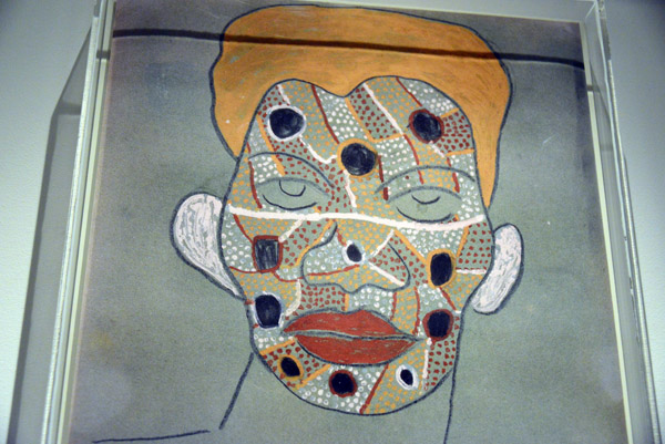 Chalk drawings with facial designs, Melville Island, mid-20th C.