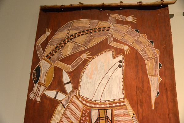 Aboriginal bark painting detail - Silver Barramundi, Arnhem Land
