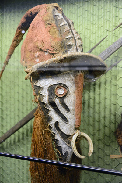 Mask (eharo) with boar's tusk, late 19th C., Papua New Guinea