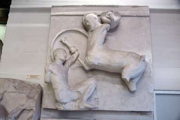 Centaur attacking Lapith raising his shield, Parthenon - British Museum