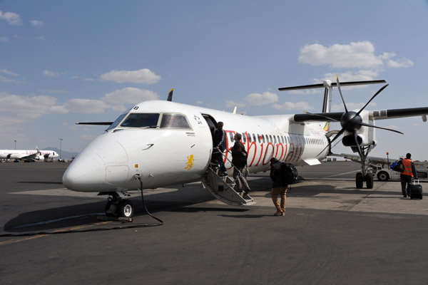 Ethiopian Airlines serves Hargeisa, Somaliland, from its hub at Addis Ababa, about an hour by Dash-8
