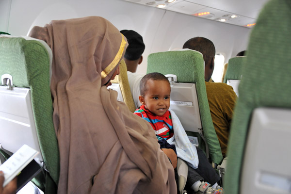 A young passenger and his mother headed for Hargeisa