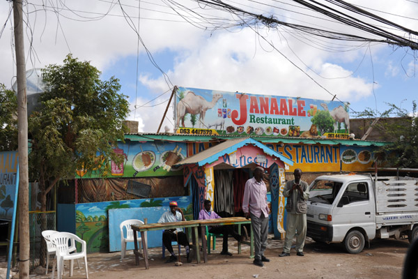 Janaale Restaurant prominently advertising camel meat, a common meal in Somaliland