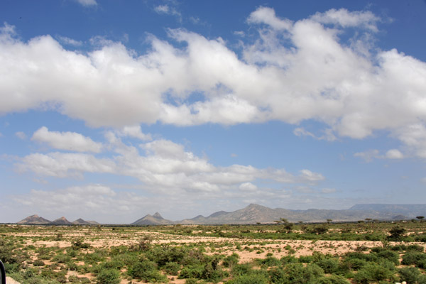 The mountains of Somaliland give way to a flat plain as you near the coast at Berbera
