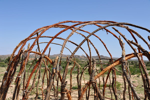Detail of the frame of a traditional Somali hut