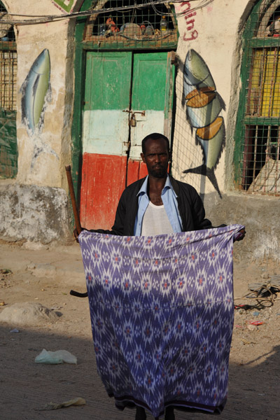 Selling cloth on the street, Berbera
