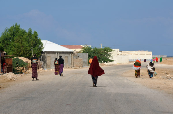Somali women walking in the street on the edge of Berbera