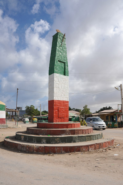 Monument painted in the colors of the Somaliland flag, Berbera