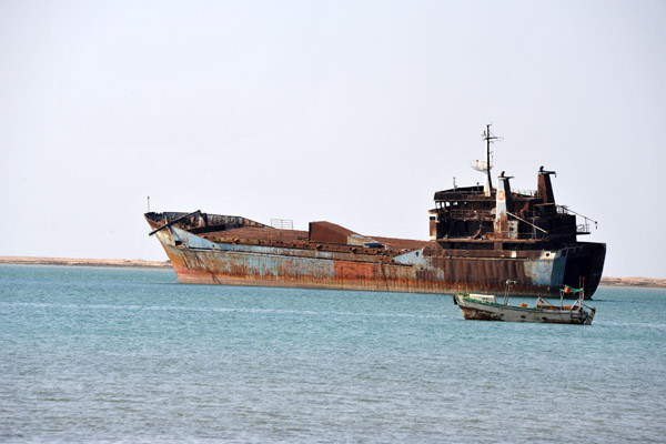 Lunch with a view, one of the newer wrecks in Berbera 