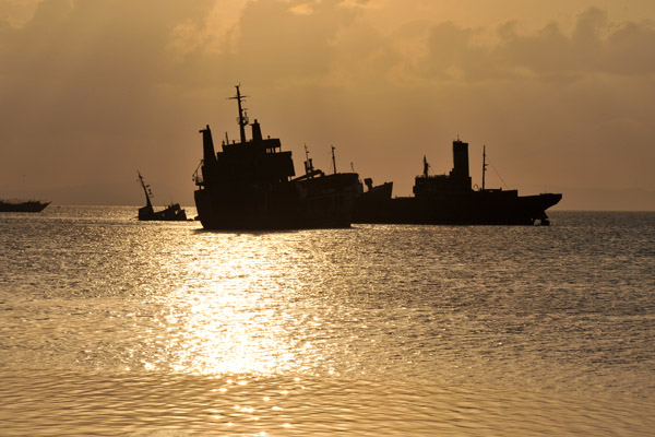 Shipwrecks at sunset, Berbera