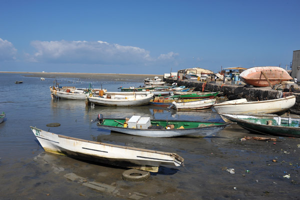 Tiny fishing boats pulled ashore by the Old Town, Berbera