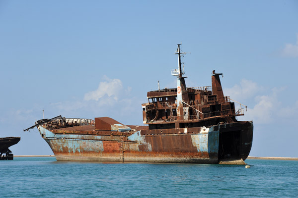 Burned out wreck of the Basse Terre registered Mariam Star