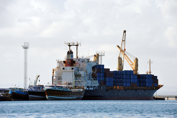 Container ship unloading at the Port of Berbera, Somaliland