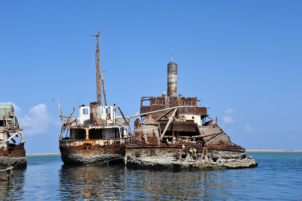 Barnacle encrusted rusting shipwrecks, Somaliland