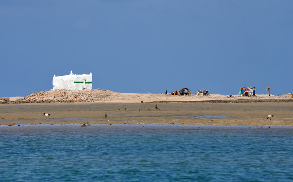 Whitewashed shrine on the spit of land separating the Port of Berbera from the Gulf of Aden